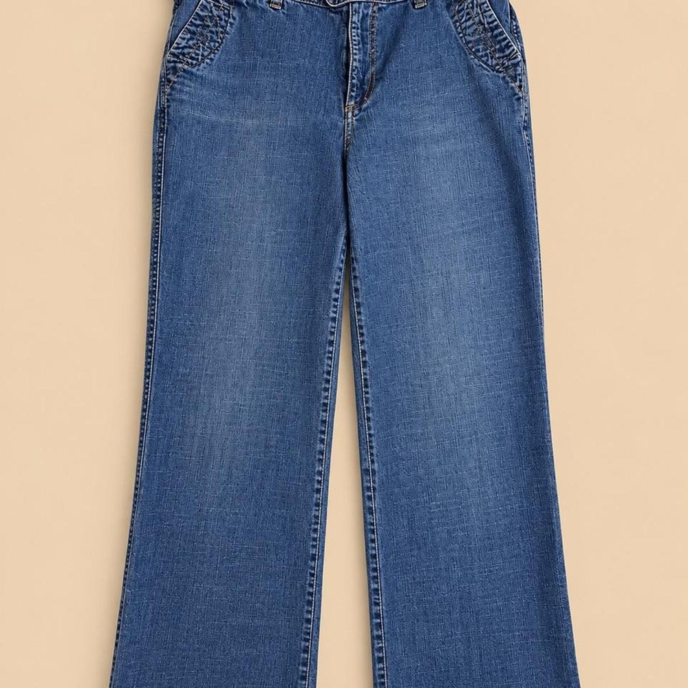 Columbia Sportswear Wide Leg Jeans Womens 12 Medium Wash Blue Utility Gorpcore